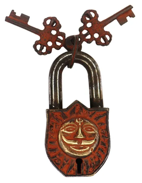 Lord Sun Shape Door Lock Vintage Antique Style Handmade Brass Padlock Home...