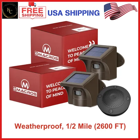 1/2 Mile Long Range Solar Wireless Driveway Alarm Outdoor Weatherproof Sensor