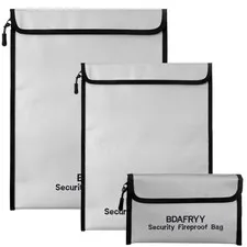 3 Pcs Fireproof Waterproof Money Important Document Bag(2000℉),Fire Proof Bag...