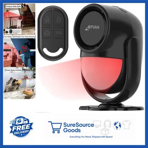 125dB Loud Motion Sensor Alarm with 328ft Remote Control Indoor Security Black