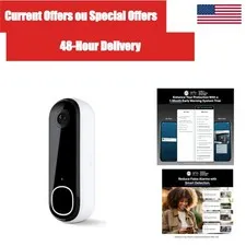 Arlo Video Doorbell 2K 2nd Gen Wireless Wired Camera White AVD4001