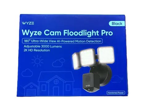Wyze Cam Floodlight Pro BLACK 3000 Lumen LEDs 180° Wide View 2K HD Outdoor Wired