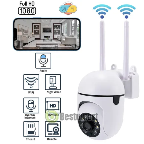HD 1080p Wireless Outdoor Wi-Fi Security Cameras with Night Vision and Audio