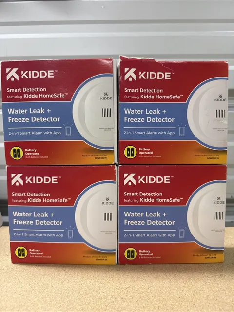 Kidde Smart Water Leak and Freeze Detector WiFi Alexa Google 60WLDR-W Lot Of 4
