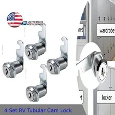 4 Set RV Tubular Cam Lock with 8Pc Keys 20mm 7/8" Camper Trailer Door Cabinet US