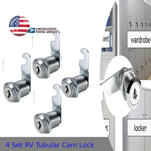 4 Set RV Tubular Cam Lock with 8Pc Keys 20mm 7/8" Camper Trailer Door Cabinet US