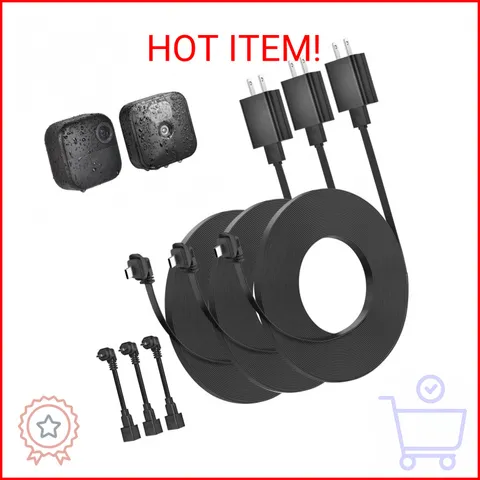 3pack 30ft Weatherproof Power Cable and Adapter for Blink Outdoor 4 (4th Gen), B