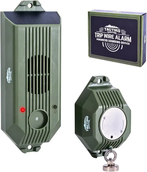 Tactiko Wire Trip Perimeter Alarm 2.0, 129 dB Rechargeable Perimeter – 80ft K...