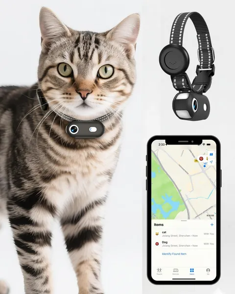 ZoomaraKam Cat & Dog Camera Collar with Phone APP, 1080P HD Video Recording P...