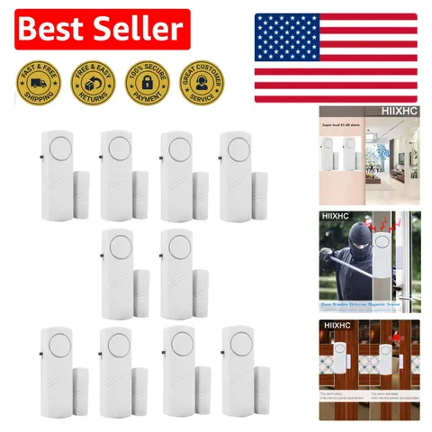 Affordable Pack of 10 Wireless Door & Window Burglar Alarms - Compact Size