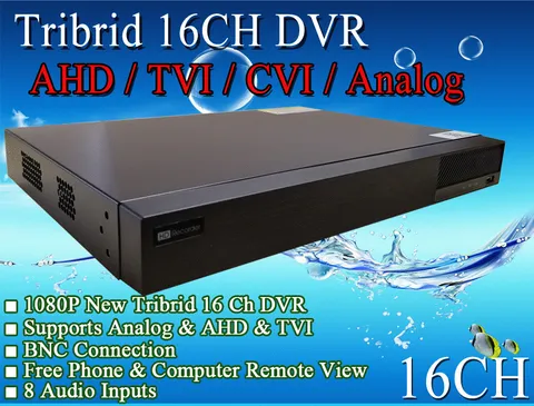 LexaCCTV Tribrid 16CH DVR for AHD TVI CVBS Analog Cameras HD/960H/FHD 8 Audio  