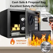 Fireproof safe, with fireproof pouch and sensor light, digital keypad home safe