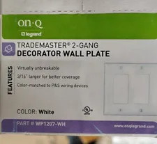 ON-Q WP1207-WH TRADEMASTER 2-GANG Decor Wallplate White (BOX OF 60)