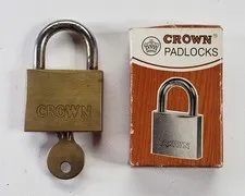 2 Crown #102 Brass 1.5" Padlocks With Keys: 1 New Old Stock & 1 Used Both WORK