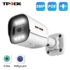 TPTEK 5MP PoE Security Camera Outdoor IP66 Two-Way Audio Color Night Vision