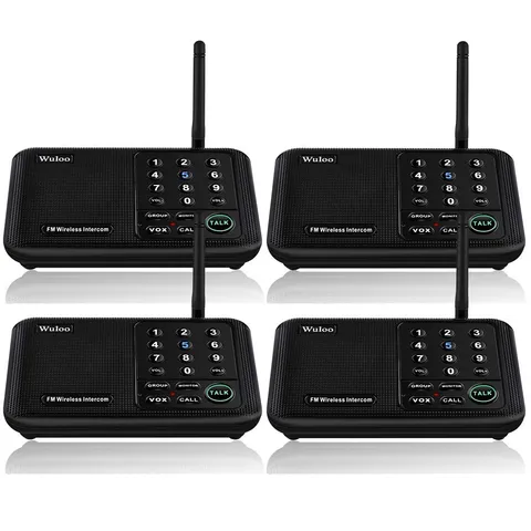 4Units Wuloo FM Wireless Intercoms for Home House Room to Room Talking 10channel