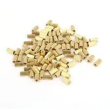 Brass cylinder threaded female spacer Standoff pillars M2x6mm 100 pcs