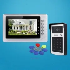 7" Video Door Phone Intercom System with Keyfobs Password Keypad for House/ Flat