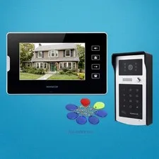 7" Video Door Entry Security Intercom Door Bell with Keyfobs Password Keypad