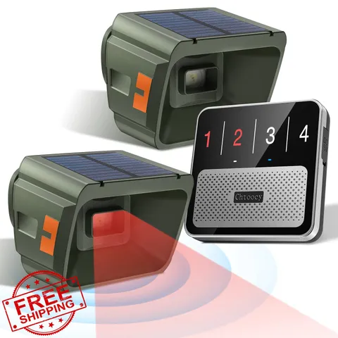 Chtoocy Driveway Alarm Long Range Wireless Radar IR Solar