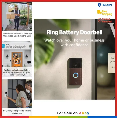 Battery Doorbell 1080p Video Two-Way Talk Motion Detection Alerts With USB-C