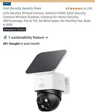 eufy Security SoloCam S340 Wireless Solar Camera 360° Pan & Tilt, Model T81701W1