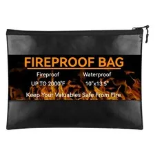 Fireproof Document Money Bag, Waterproof Zipper Pouch (10"x13.5") | Fire Proof f