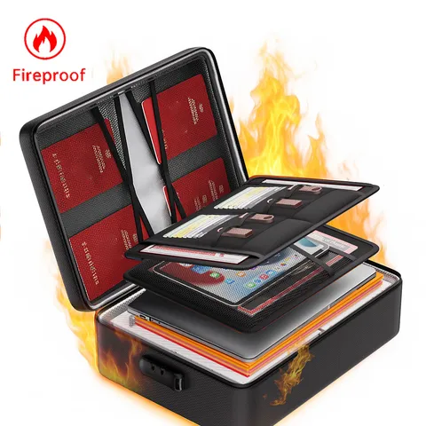 Fireproof Document Box Upgraded Storage Box Fireproof＆Waterproof File Organizer