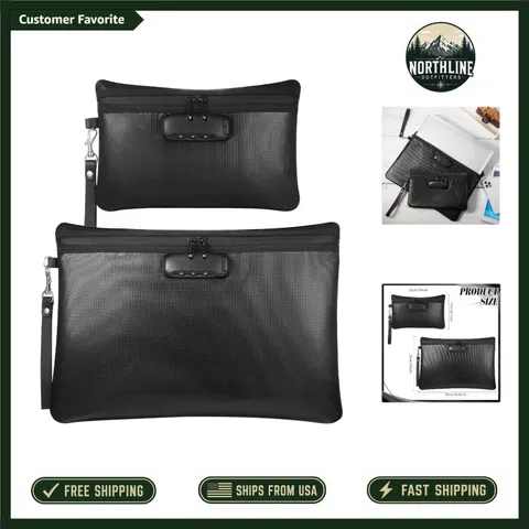 Dual Size Lockable Fireproof Document Bags - Waterproof Pouches for Safe Storage