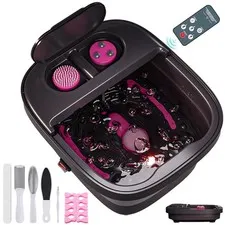 Collapsible Foot Bath, Foot Spa Bath Massager with Heat, Bubble, Remote Control,