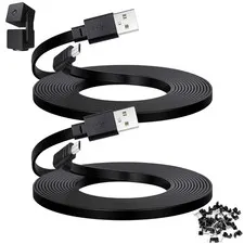 2-Pack 30 Ft Cable for WYZE Cam Pan V3 Outdoor Camera, Micro USB 90 Degree | Fla