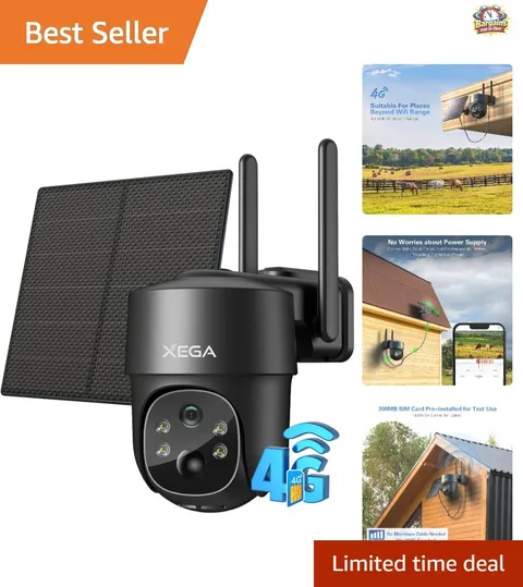 2K HD 4G LTE Cellular Security Camera - Solar Powered with Night Vision & Alerts