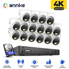 ANNKE 16CH 12MP NVR PoE 4K Color Night Security Camera System Two Way Audio AI