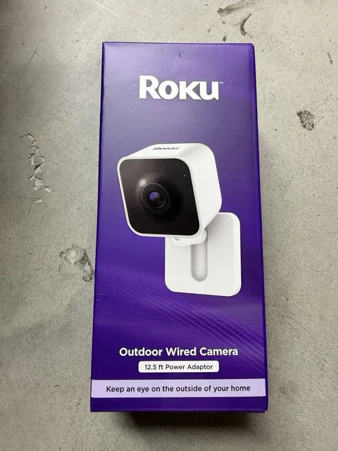Roku Outdoor Wired Camera Night Vision 1080p Person Detection Cloud Brand New
