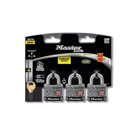 Master Lock 1-9/16 in Laminated Steel 4-Pin Tumbler Padlock Keyed 3SSTRIHC