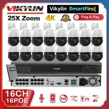 Vikylin SmartFind 4K 16ch POE 8MP 25X PTZ Camera IR 2Way Audio Auto Tracking Lot