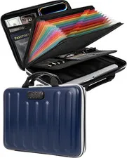 Fireproof Document Box, Hard Case Document Organizer with Lock, 13 Pockets Accor