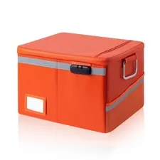 Orange Fireproof Document File Box Lock 15.7x11.2x10.2 In Safe Letter Legal