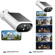 AlkiVision Solar Security Cameras Wireless Outdoor - 2K Night Color Vision Ca...