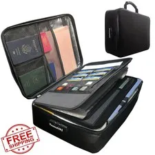 Yuanshikj Fireproof Waterproof Safe File Box Lock Documents Organizer Black