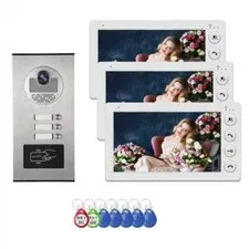 7" Wired Video Intercom System for 3 Units – Apartment Door Phone Kit