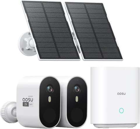 AOSU 2K Solar Security Cameras Wireless Outdoor, 166° WiFi Camera Surveillance