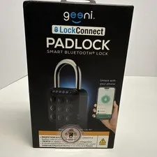 Geeni LockConnect Padlock Smart Bluetooth Lock Waterproof Multi-Access - Black