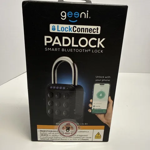 Geeni LockConnect Padlock Smart Bluetooth Lock Waterproof Multi-Access - Black