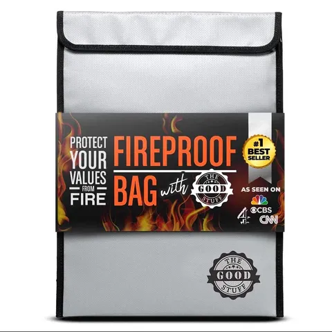 Fireproof Document Bag Legal Size: 15" x 11" [2000°F Rated] Protect Birth Cer...