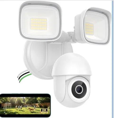 2K Floodlight Camera 360° View, 3500LM Hardwired Security Outdoor Camera
