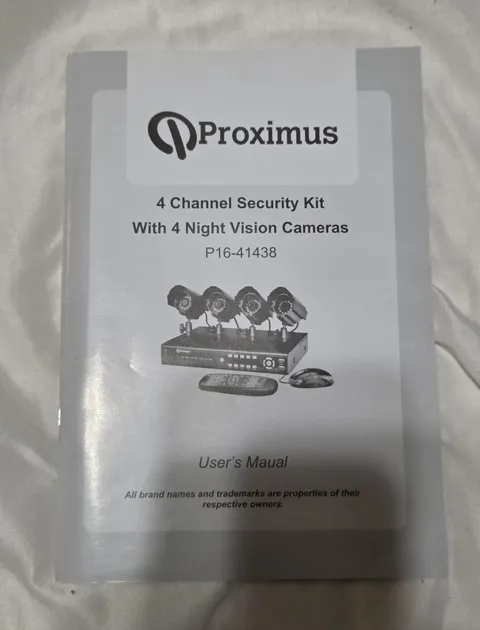 Proximus P16-41438-R 4-Channel CCTV DVR Kit 4 Cameras Night Vision 1080p Read