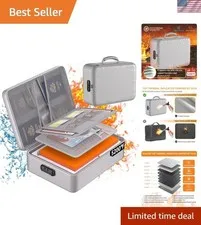 Portable 5200°F Fireproof Document Organizer with Lock & 36 Compartment Storage