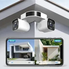 Dual Lens Outdoor Cameras 2.5K/5MP House Cameras Wired Plug