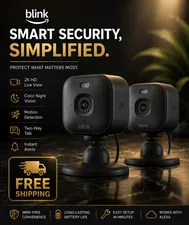 Blink Mini 2K+ (newest model) – Plug-in Home & Pet Indoor Security Camera with 2